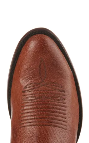 JRC & Sons Men's Cooper Smooth Quill Ostrich Round Toe Exotic Cowboy Boot in Antique Cognac