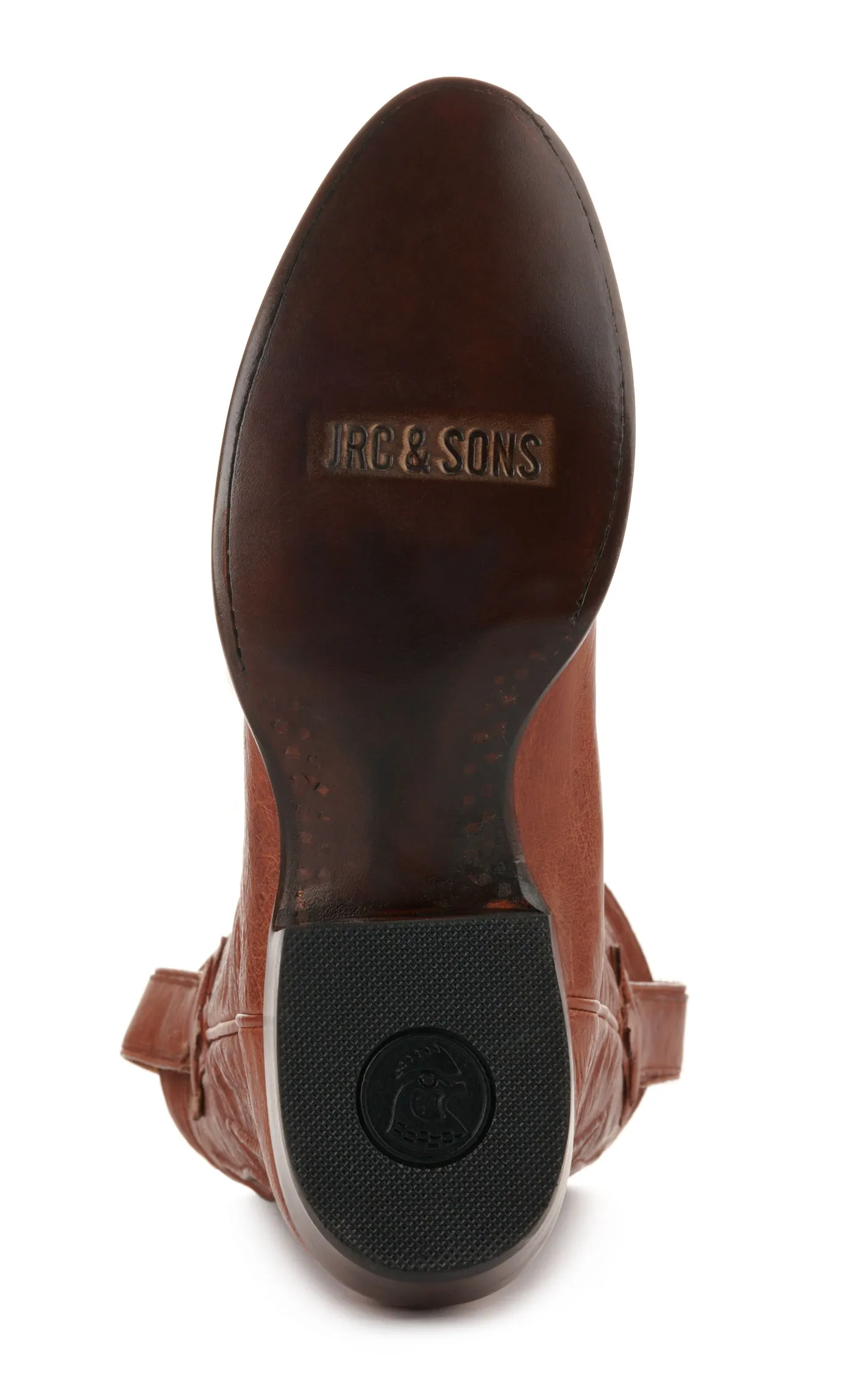 JRC & Sons Men's Cooper Smooth Quill Ostrich Round Toe Exotic Cowboy Boot in Antique Cognac