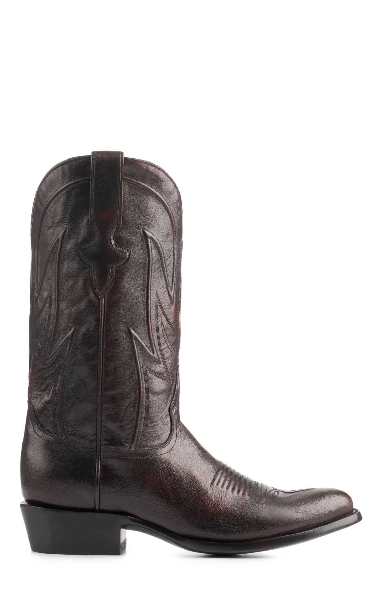 JRC & Sons Men's Creed Brush Off Goat Round Toe Cowboy Boot in Black Cherry