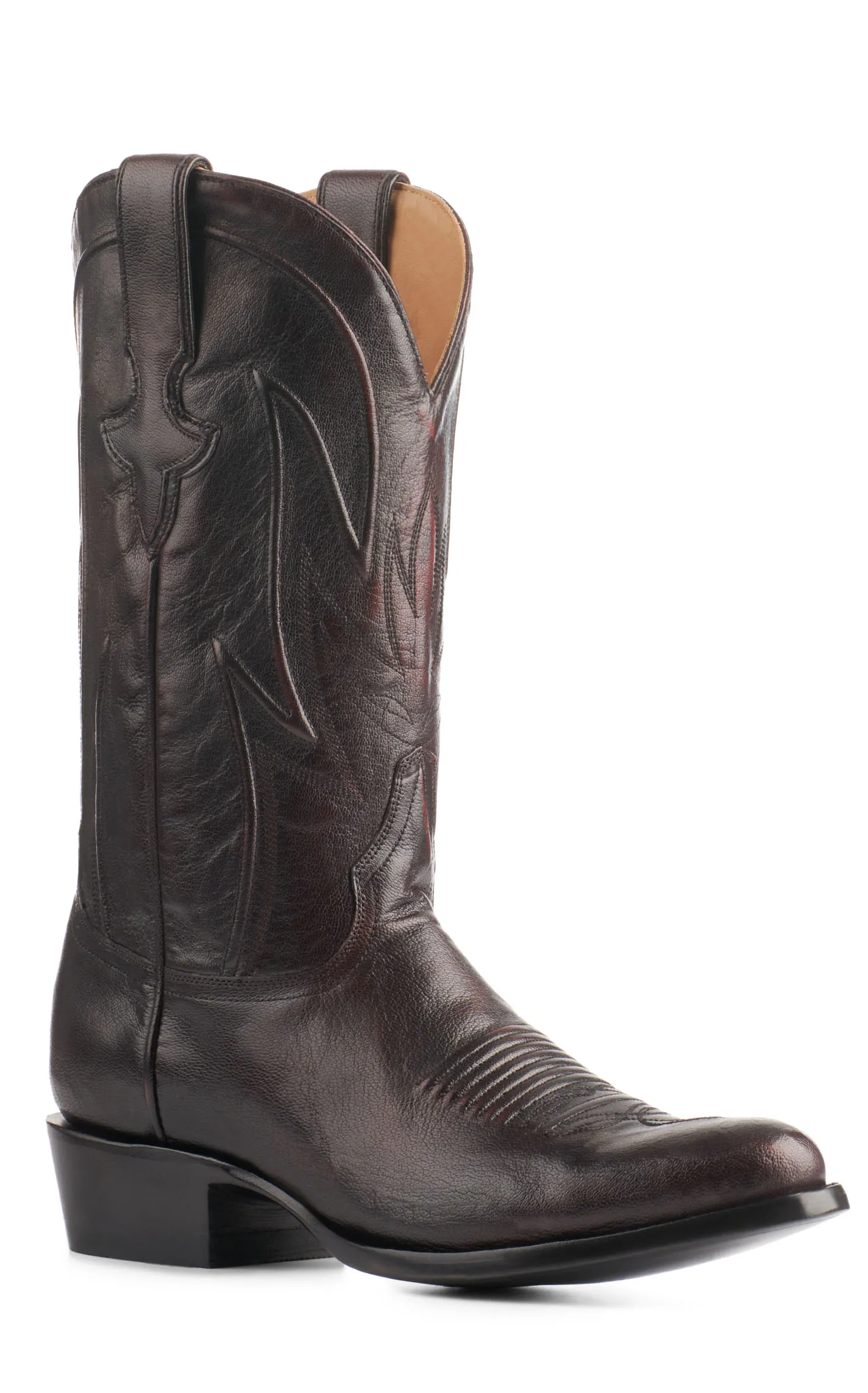 JRC & Sons Men's Creed Brush Off Goat Round Toe Cowboy Boot in Black Cherry