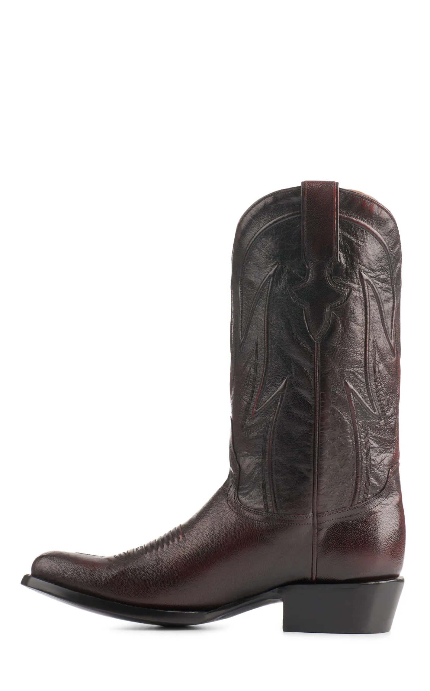 JRC & Sons Men's Creed Brush Off Goat Round Toe Cowboy Boot in Black Cherry