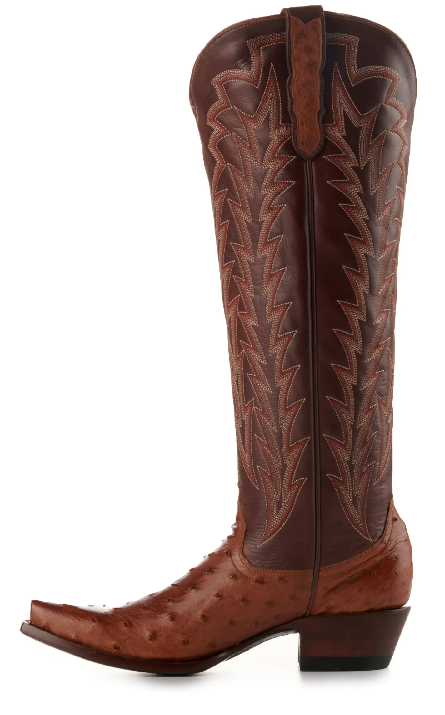 JRC & Sons Women's Jacqueline Leather Snip Toe Tall Cowboy Boot in Cognac