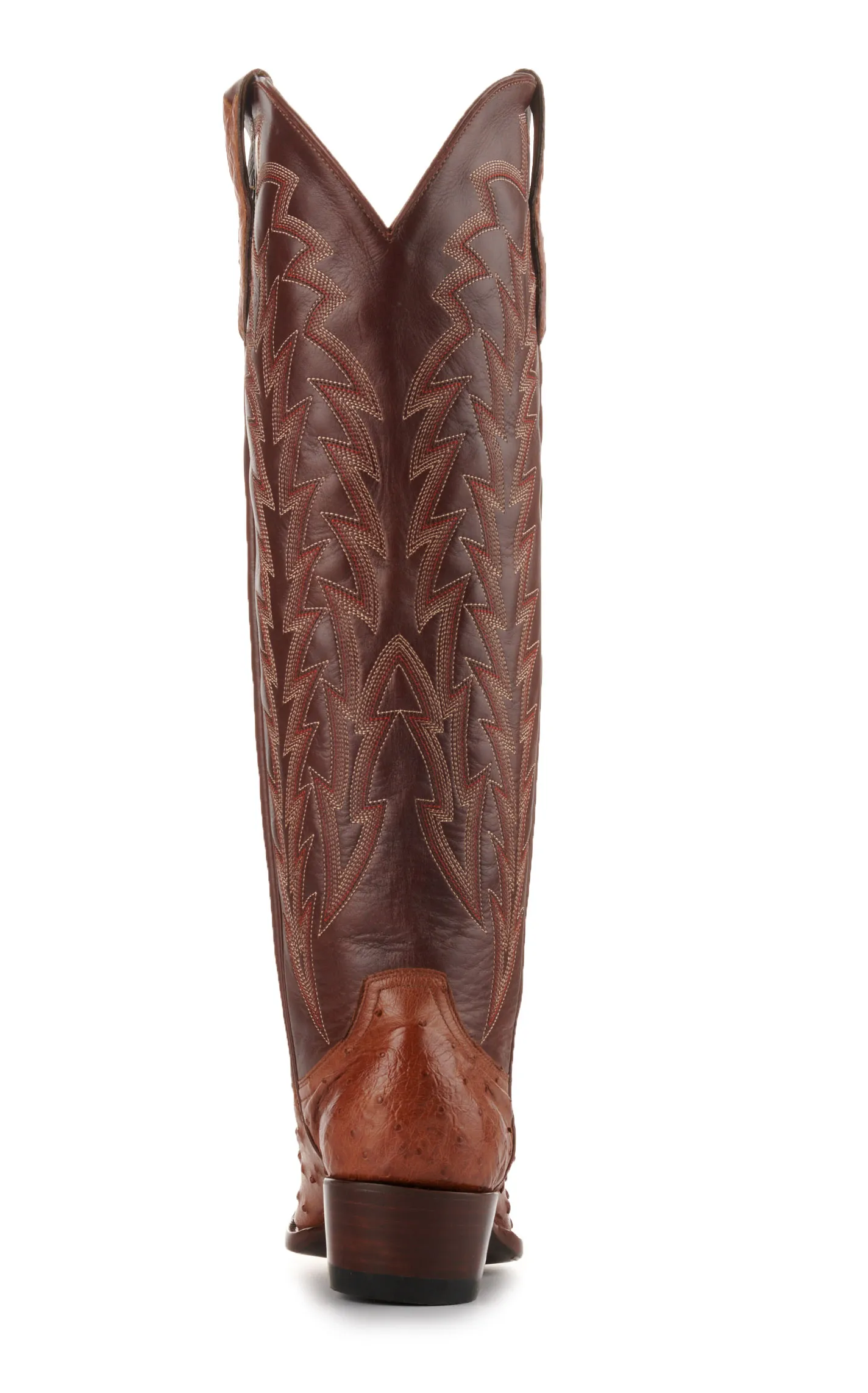 JRC & Sons Women's Jacqueline Leather Snip Toe Tall Cowboy Boot in Cognac