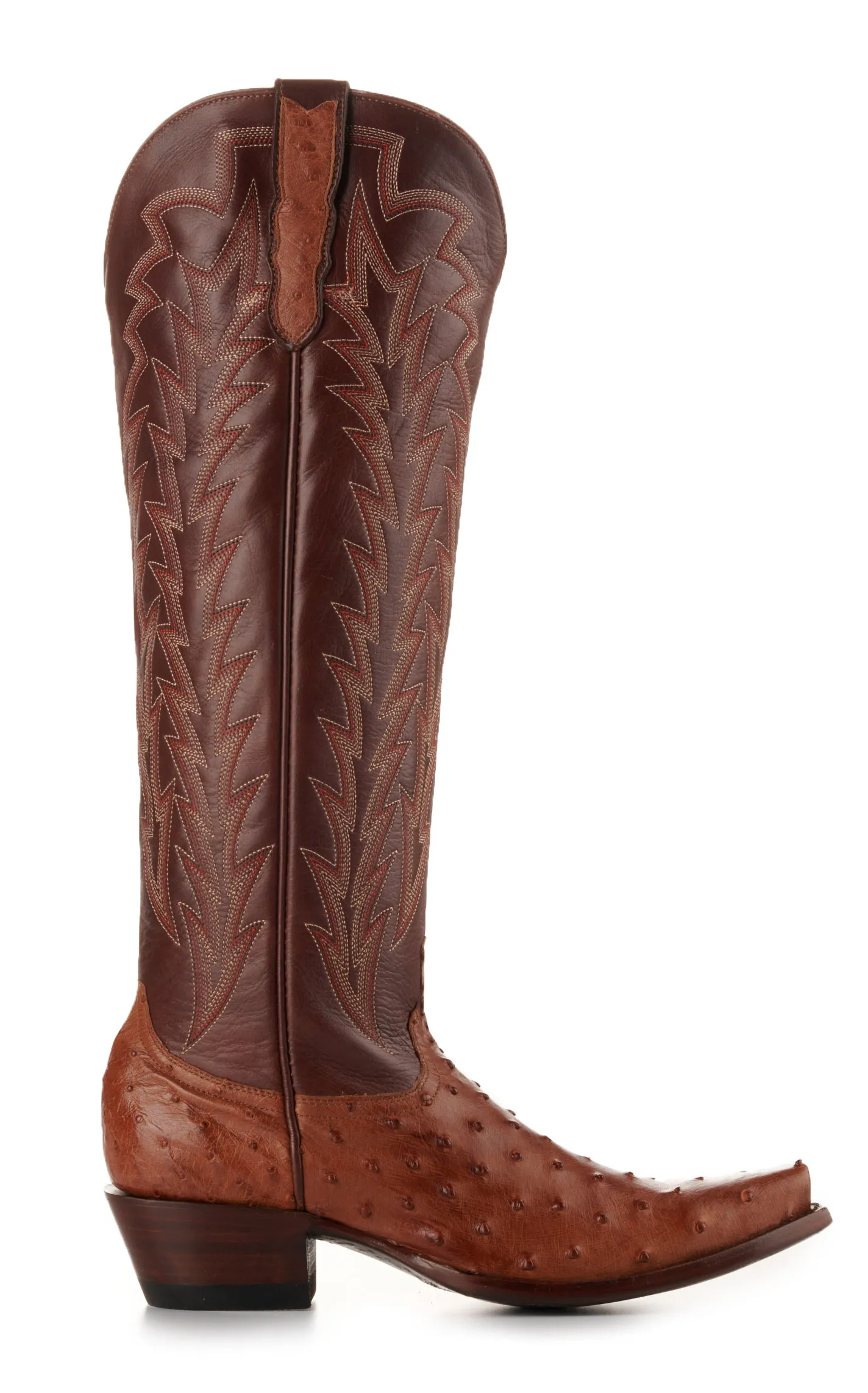 JRC & Sons Women's Jacqueline Leather Snip Toe Tall Cowboy Boot in Cognac