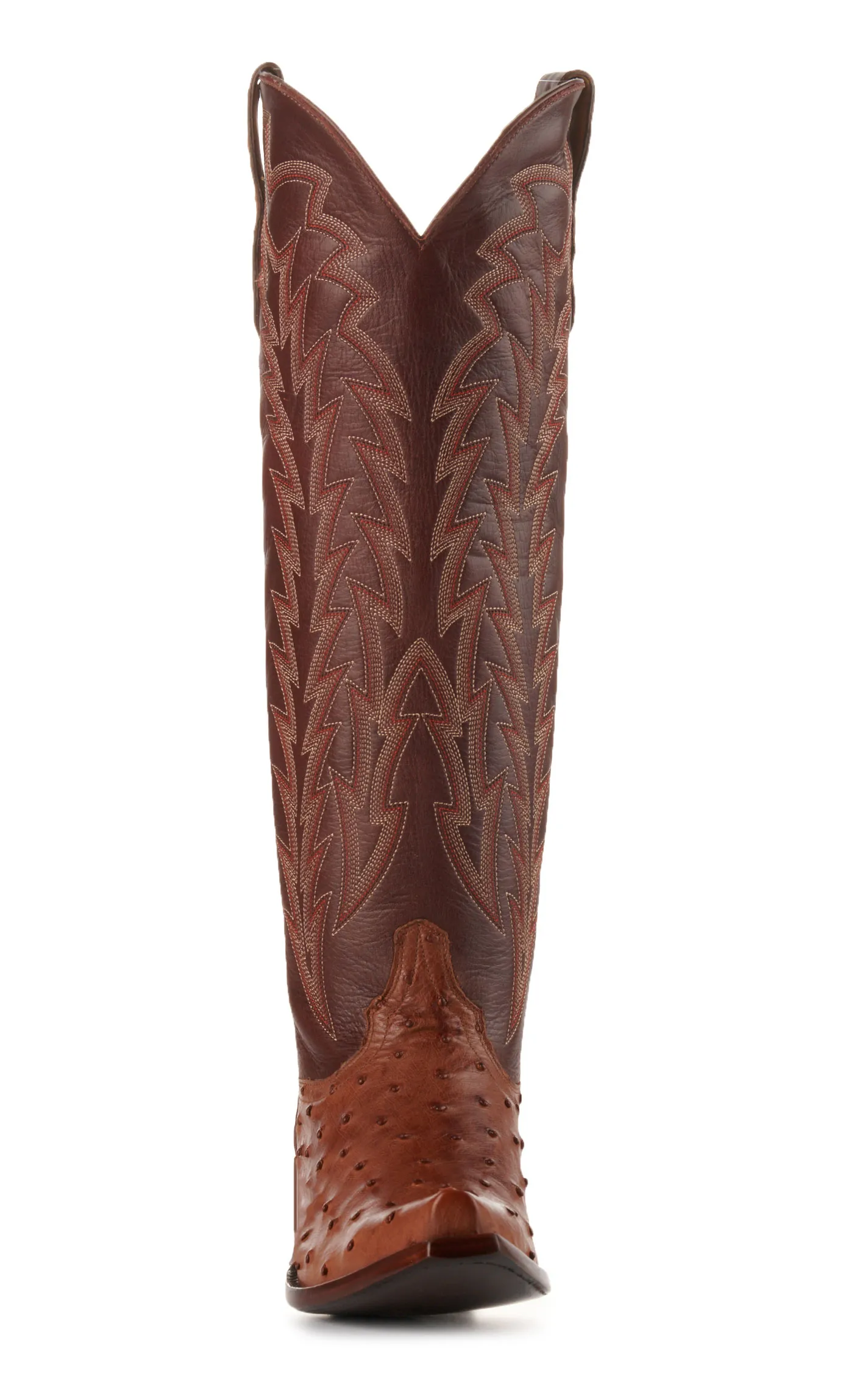 JRC & Sons Women's Jacqueline Leather Snip Toe Tall Cowboy Boot in Cognac