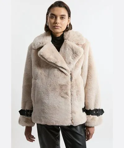 Karen Millen Faux Fur Cropped Coat