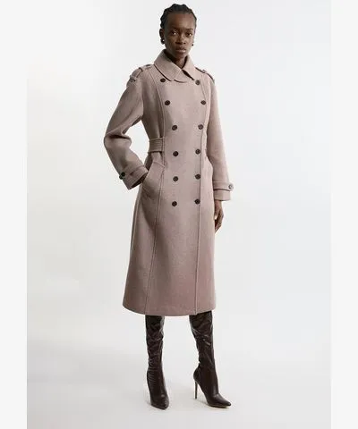 Karen Millen Wool Blend Military Midi Coat