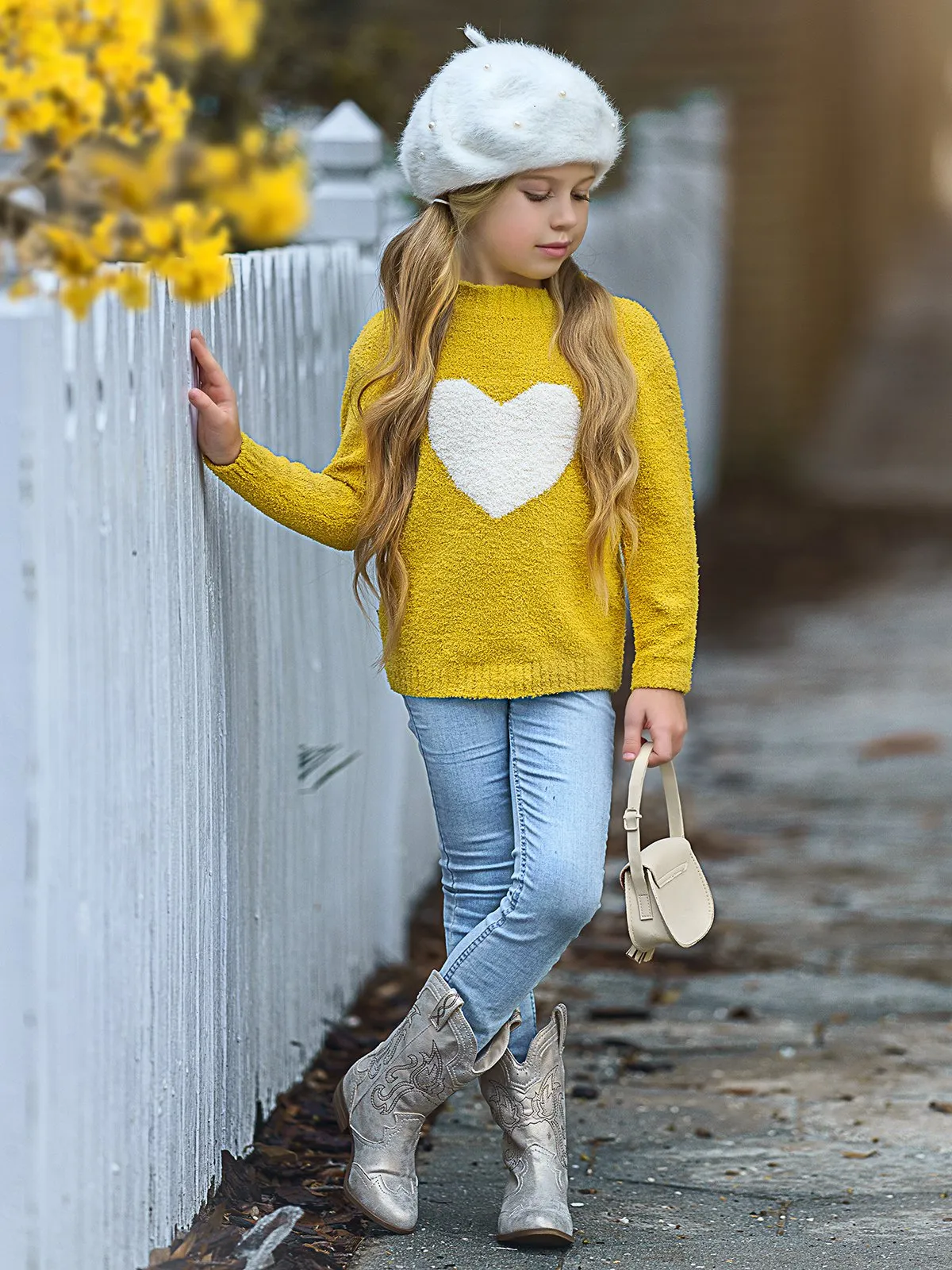 Keep Her Heart Close Yellow Fuzzy Sweater