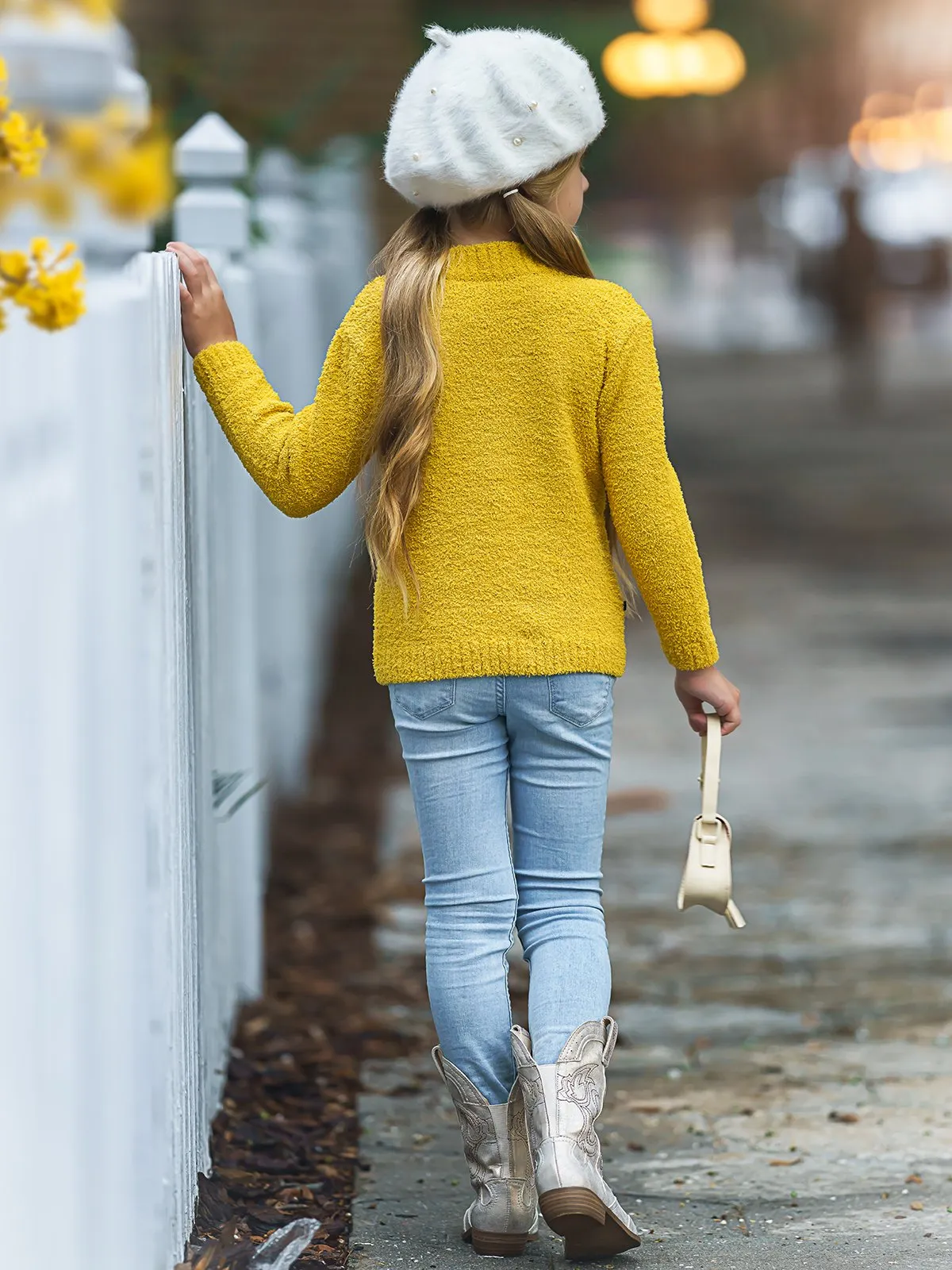 Keep Her Heart Close Yellow Fuzzy Sweater