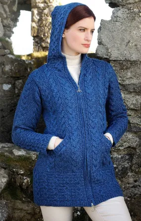 Ladies Aran Zip Hooded Coat