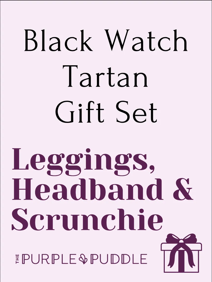 Legging + Headband + Scrunchie Gift Bundle // Black Watch Tartan