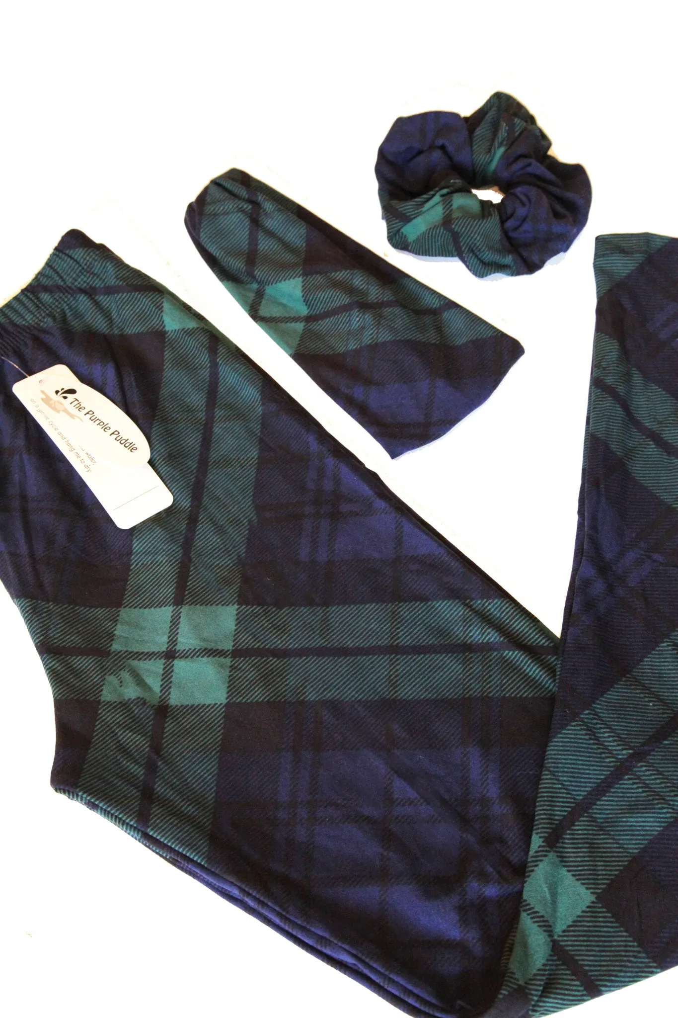 Legging + Headband + Scrunchie Gift Bundle // Black Watch Tartan