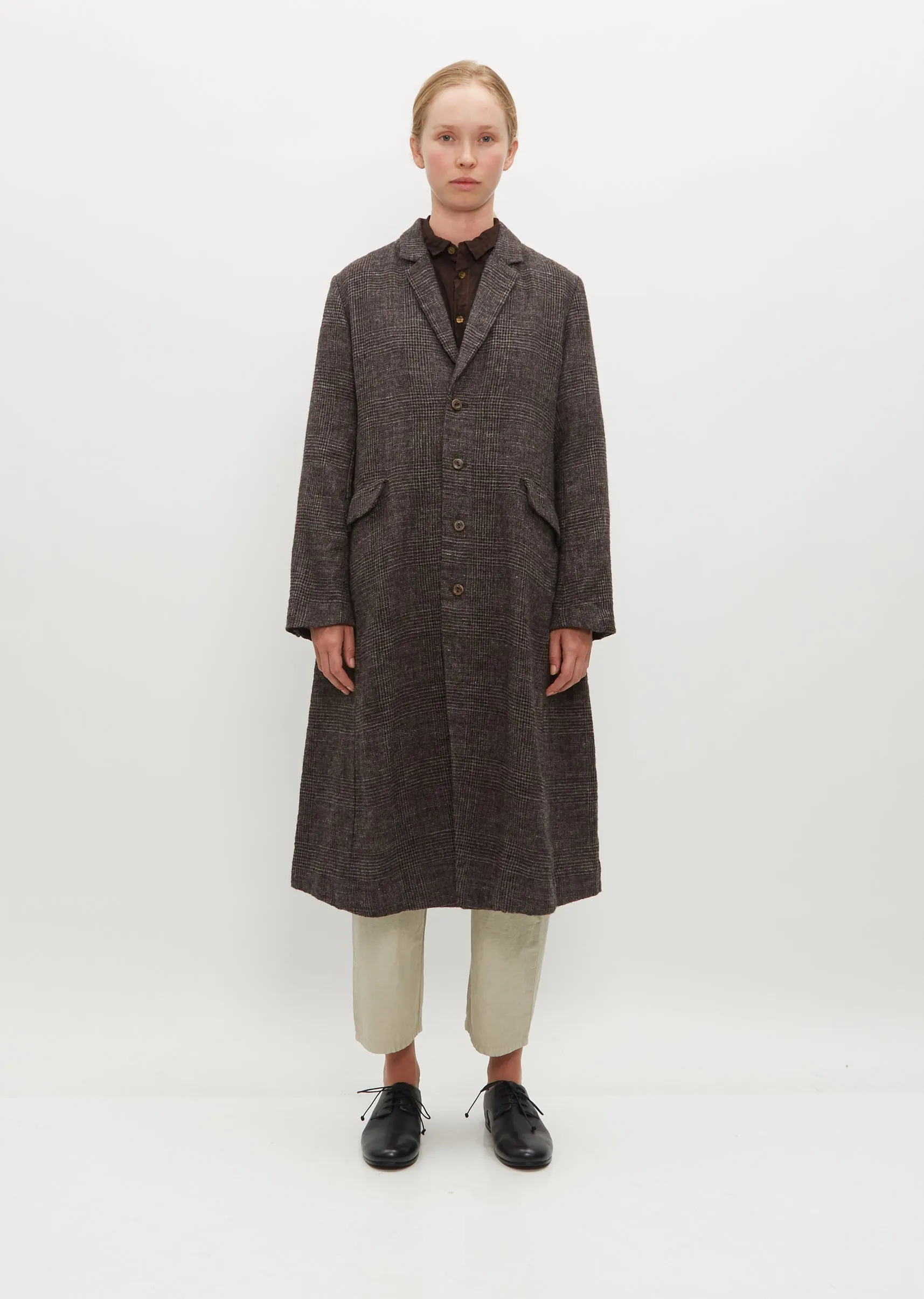 Linen Wool Glen Check Coat