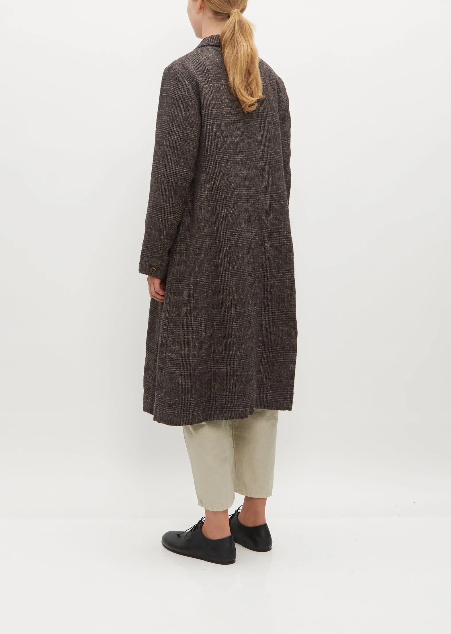 Linen Wool Glen Check Coat