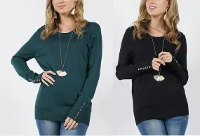 Long Sleeve Button Cuff Sweater