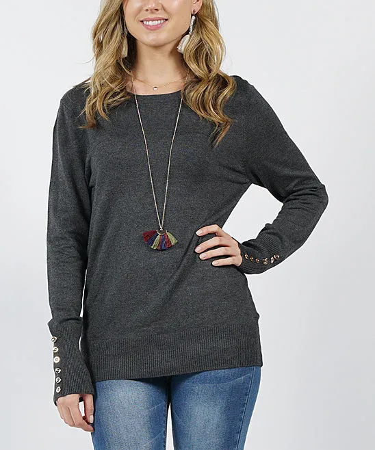 Long Sleeve Button Cuff Sweater