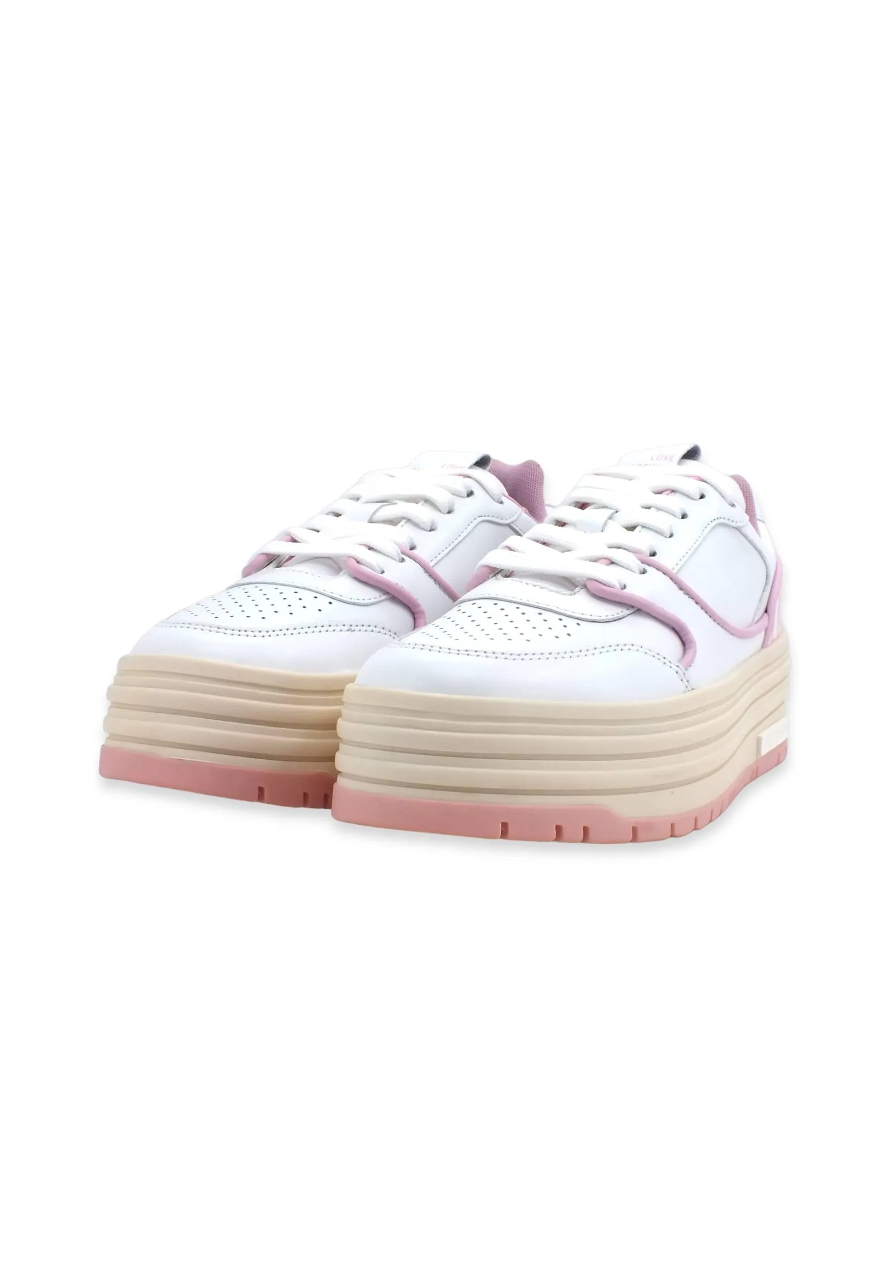 LOVE MOSCHINO Sneaker Platform Donna Bianco Rosa JA15426G1GIA010B