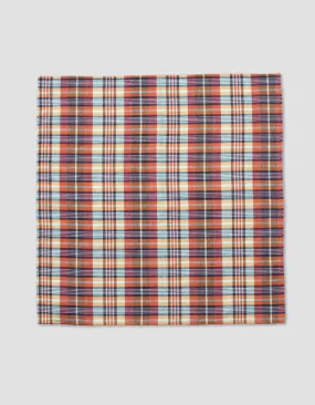 MADRAS POCKET SQUARE - NAVY/RED/ORANGE