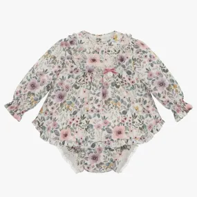 Martin Aranda LS Floral Dress & Bloomer Outfit