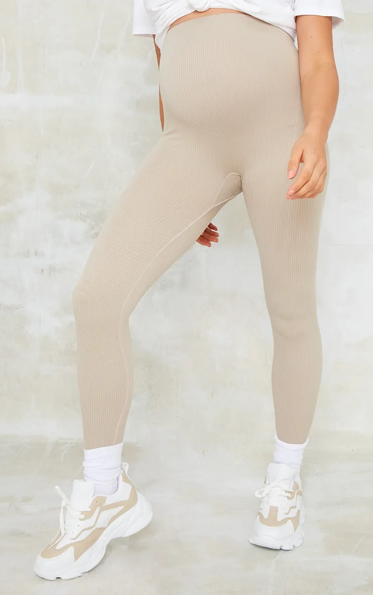 Maternity Stone Contour Rib Leggings