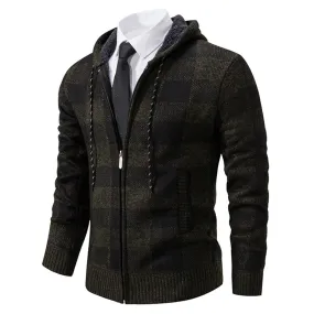 Men's Plaid Thickened Sweater Coat