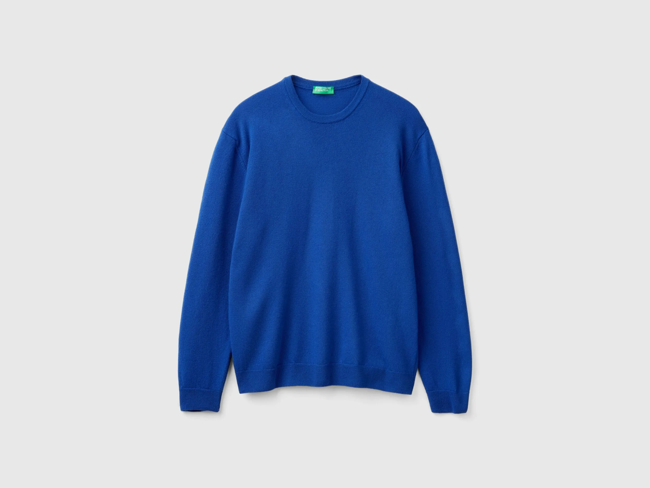 Midnight blue crew neck sweater in pure Merino wool - Dark Blue | Benetton