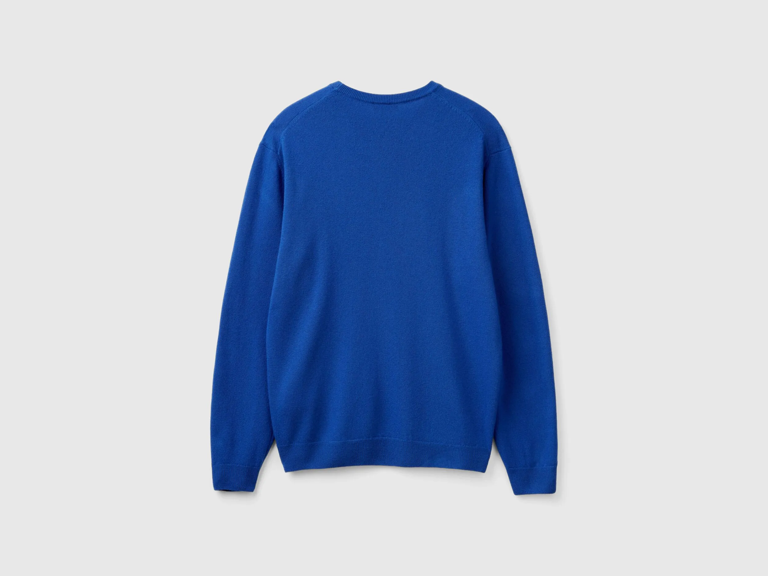 Midnight blue crew neck sweater in pure Merino wool - Dark Blue | Benetton