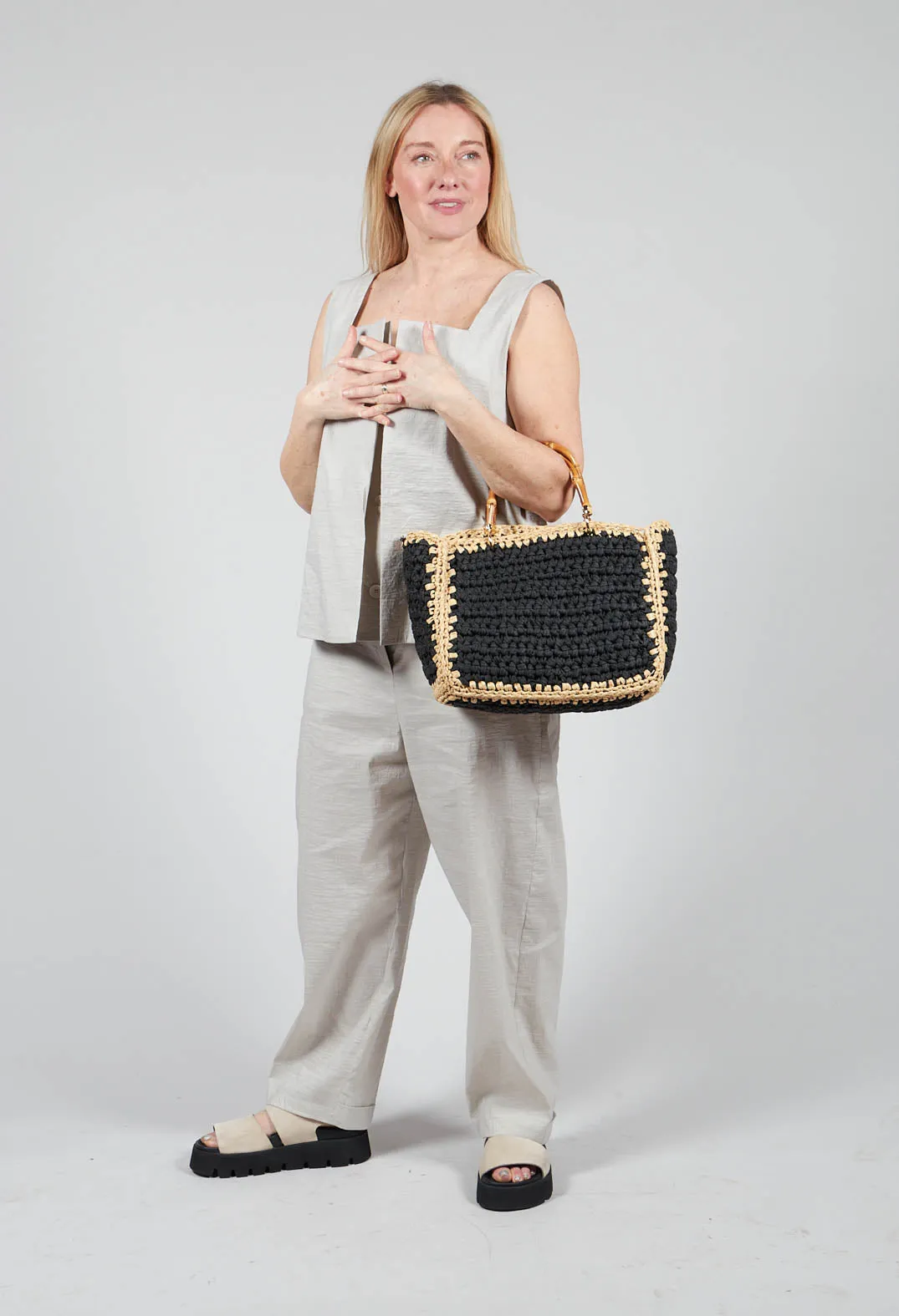 Milos Crochet Bag in Black