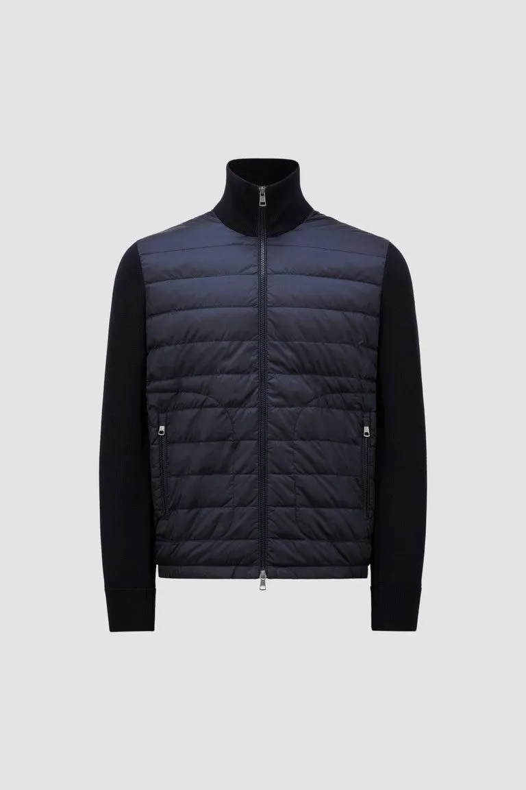 MONCLER Urban Chic Blue Wool Blend Cardigan Jacket