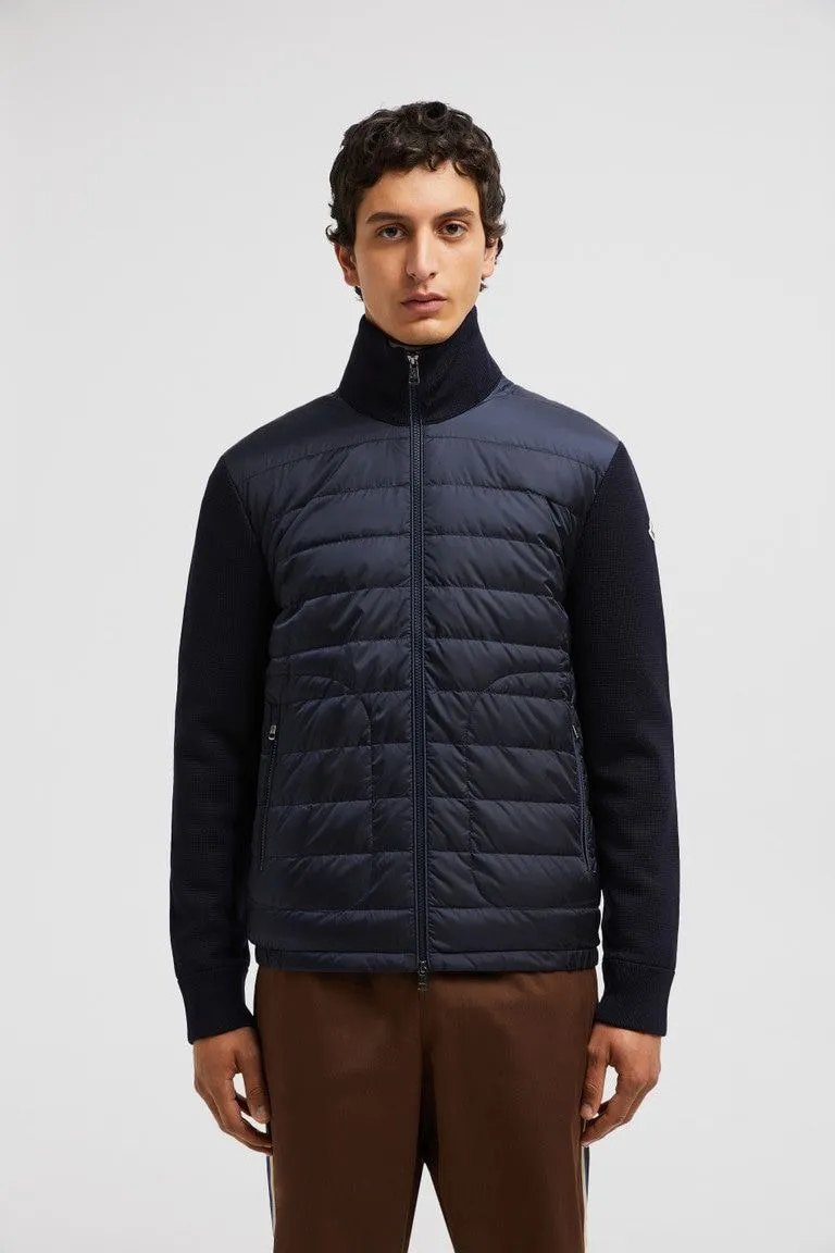 MONCLER Urban Chic Blue Wool Blend Cardigan Jacket