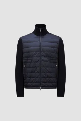 MONCLER Urban Chic Blue Wool Blend Cardigan Jacket