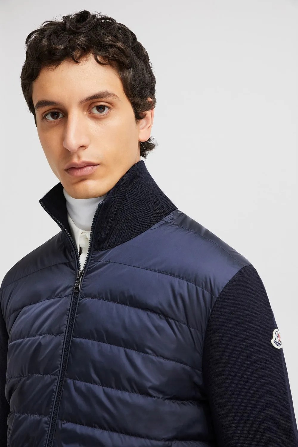 MONCLER Urban Chic Blue Wool Blend Cardigan Jacket