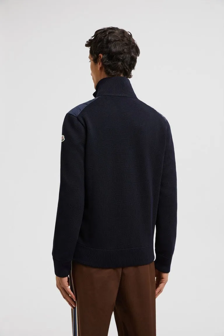 MONCLER Urban Chic Blue Wool Blend Cardigan Jacket