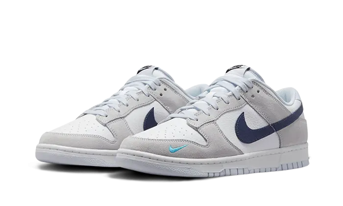 Nike Dunk Low White Grey Navy Aqua Mini Swoosh