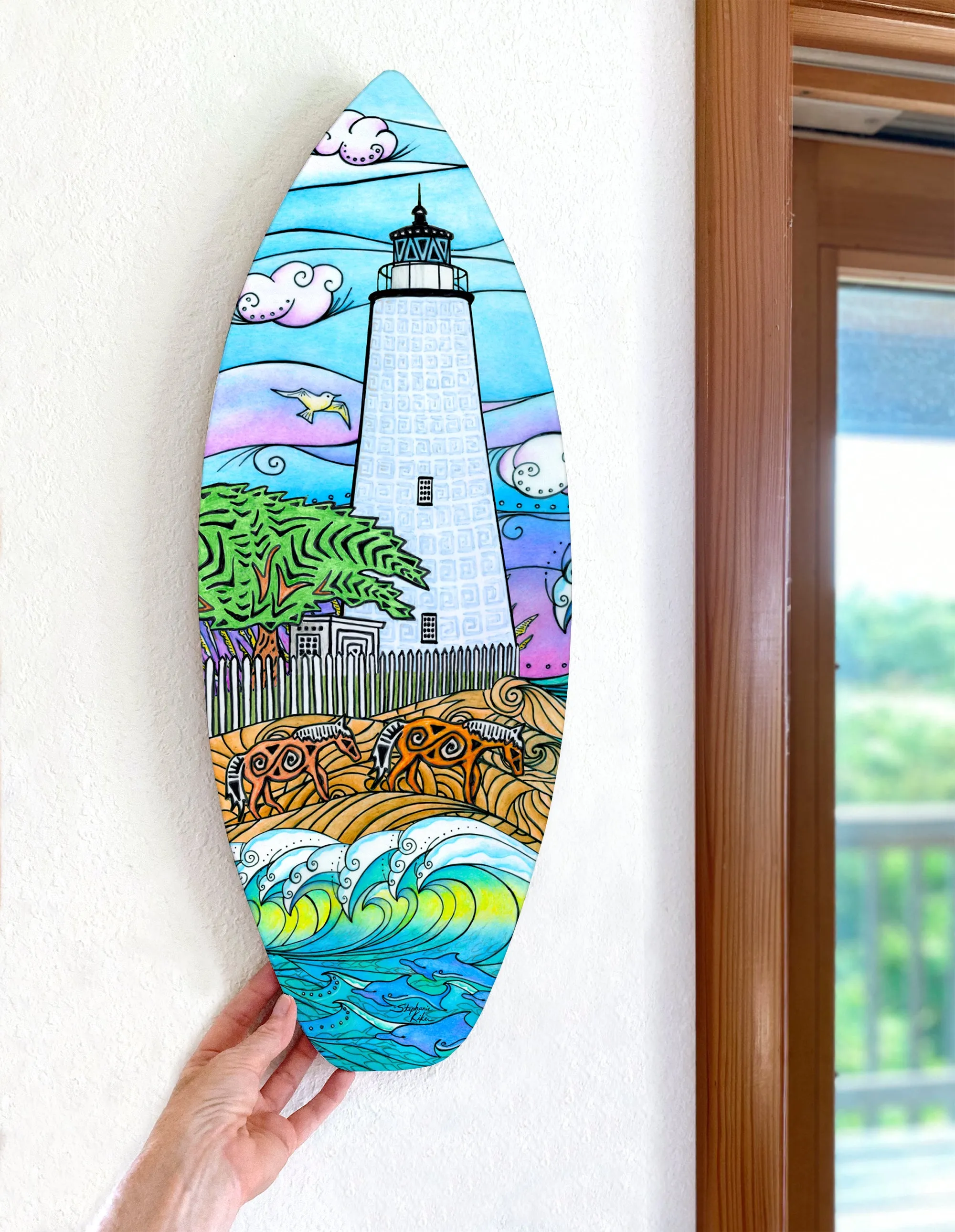 Ocracoke Waves Surfboard Wall Art