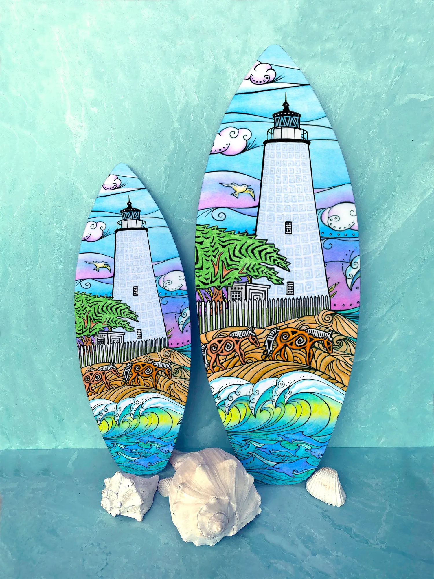 Ocracoke Waves Surfboard Wall Art