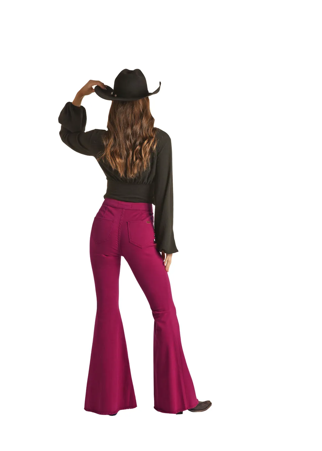 Panhandle Slim Womens Burgundy Bell Bottom Jeans