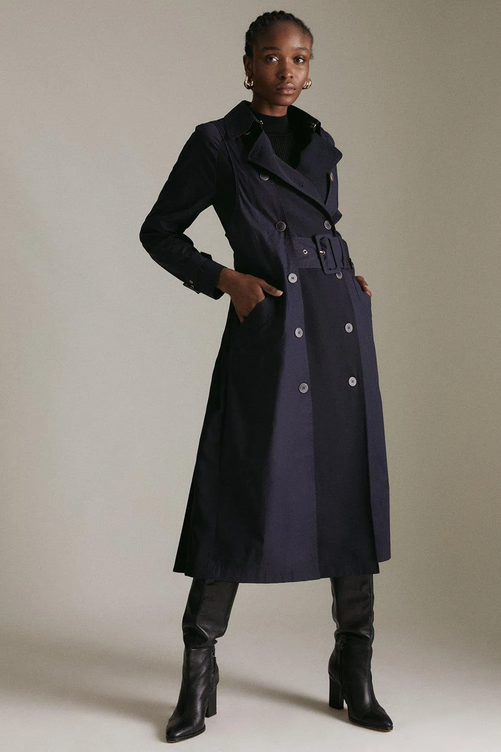 Pleat Back Hybrid Trench Coat | Karen Millen