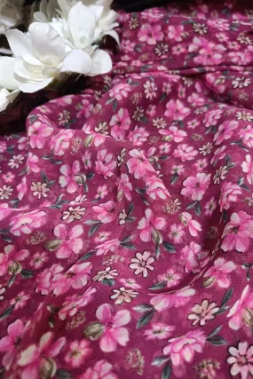 Pretty in Pink: Georgette Fabric with Digital Print ( 1 Mtr )