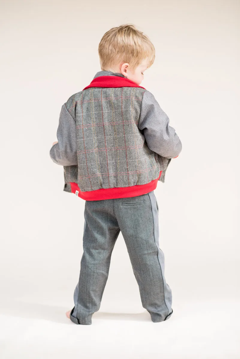 Red Tweed Letterman Baby Jacket by: Mini Shatsu