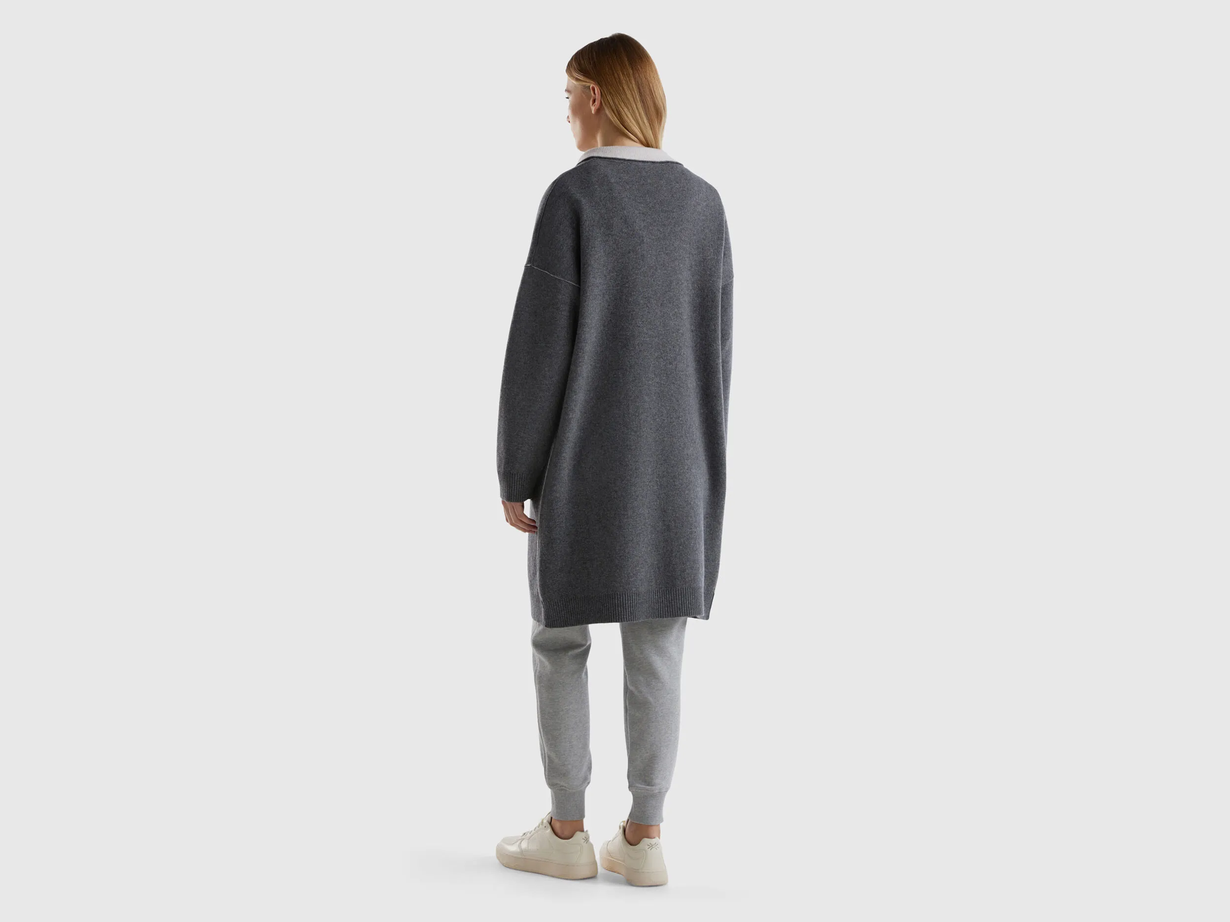 Reversible knit coat - Gray | Benetton