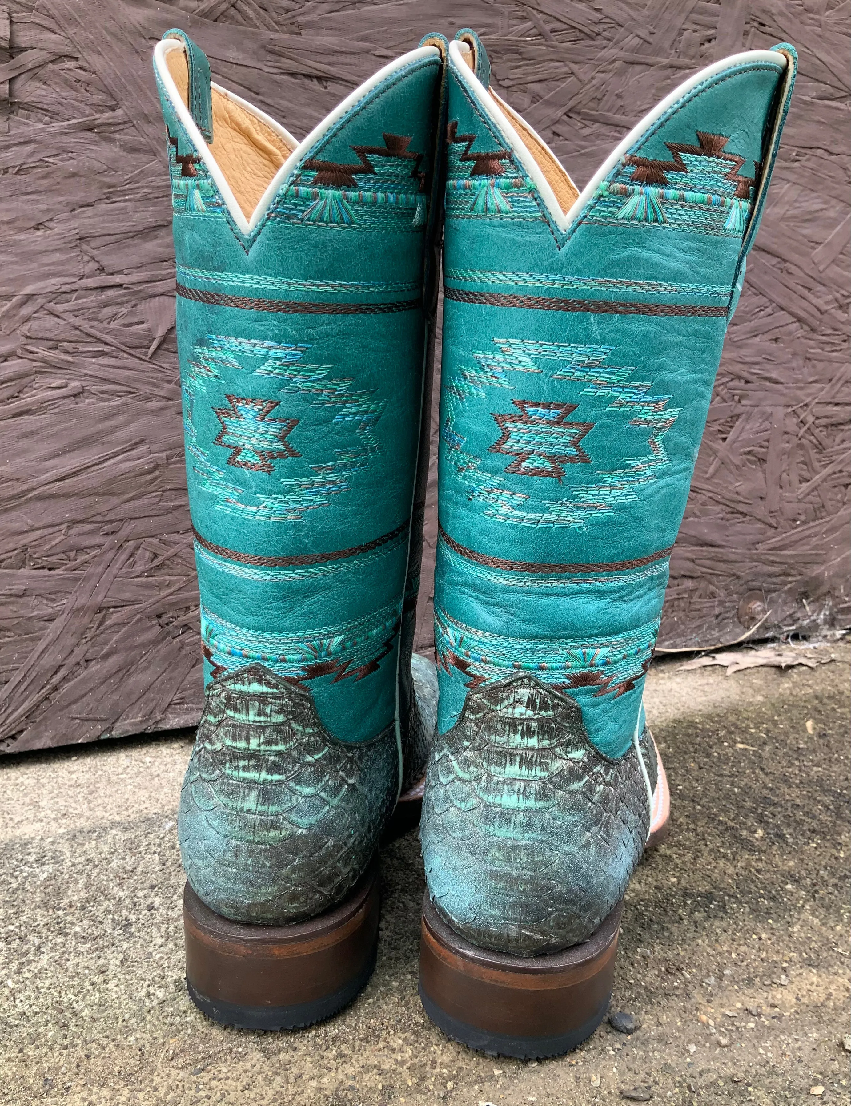 Roper Women's Turquoise Backcut Python Cowgirl Boots 6510-8488