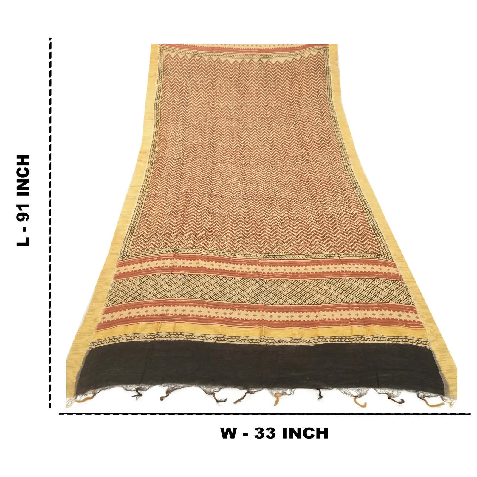 Sanskriti Vintage Dupatta Long Stole Cotton Silk Hijab Block Printed Scarves