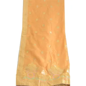 Sanskriti Vintage Long Dupatta Stole Chanderi Peach Woven Brocade Scarves