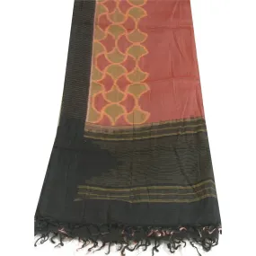 Sanskriti Vintage Long Dupatta Stole Pure Silk Red/Black Hijab Woven Scarves