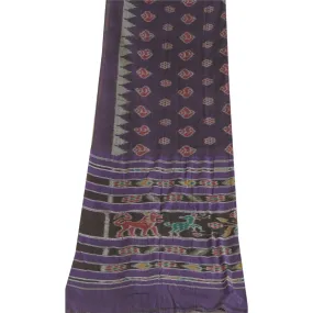 Sanskriti Vintage Long Stole Purple Pure Cotton Woven Sambalpuri Ikat Scarves