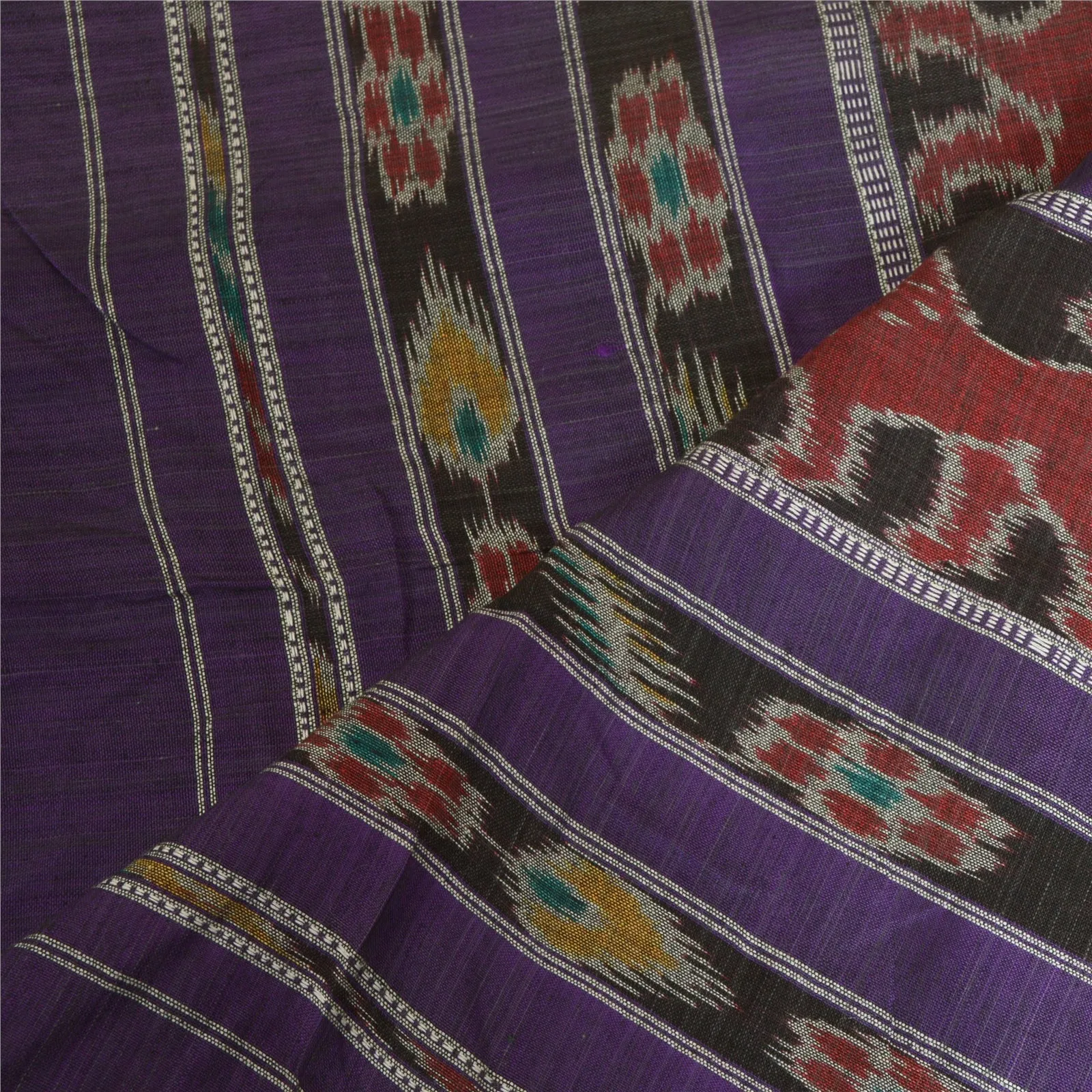 Sanskriti Vintage Long Stole Purple Pure Cotton Woven Sambalpuri Ikat Scarves