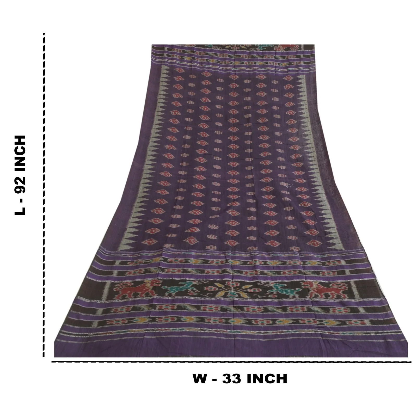 Sanskriti Vintage Long Stole Purple Pure Cotton Woven Sambalpuri Ikat Scarves