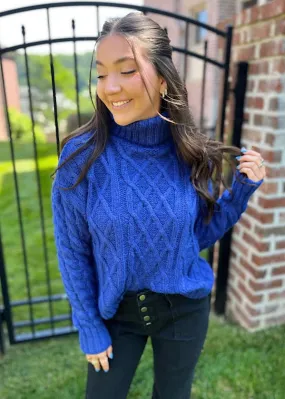 Sarah Blue Cable Knit Sweater