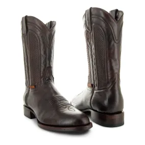 Soto Boots Mens Brown Leather Dress Round Toe Cowboy Boots H50046